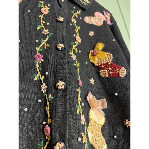 Vintage B.P. Design Embellished Christmas Stocking Cardigan – Women’s XL - Picture 4 of 8
